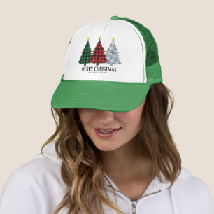 Karo-Weihnachtsbäume-Festtags-Charme-Trucker-Mütze Truckerkappe