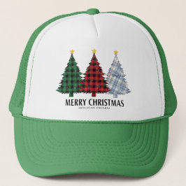 Karo-Weihnachtsbäume-Festtags-Charme-Trucker-Mütze Truckerkappe