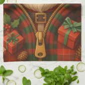Karo-Weihnachtsmann-Weihnachtsdesign Geschirrtuch (Gefaltet)