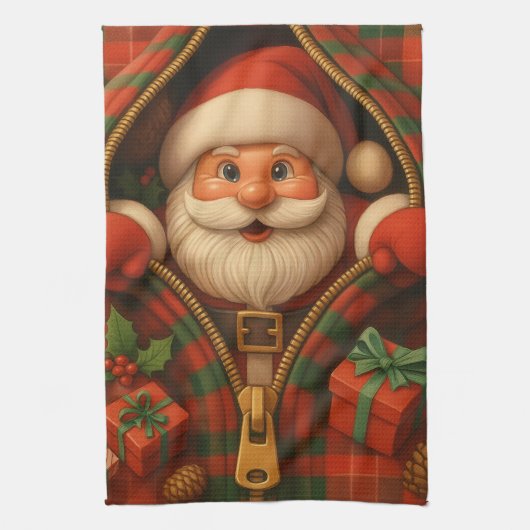 Karo-Weihnachtsmann-Weihnachtsdesign Geschirrtuch (Vertikal)