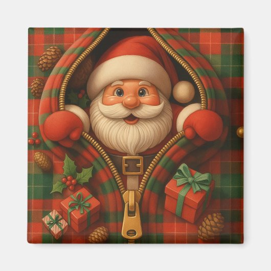 Karo-Weihnachtsmann-Weihnachtsdesign Magnet (Vorne)