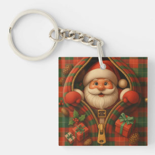 Karo-Weihnachtsmann-Weihnachtsdesign  Schlüsselanhänger