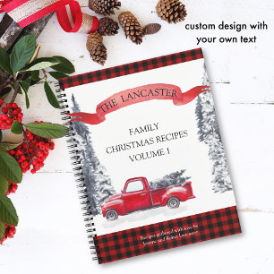 Karo, Winterwald und Vintage-LKW-Rezeptbuch Notizblock
