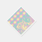 Karo & Wirbel Pastellfarben, gelb, Lila und grün Serviette (Ecke)