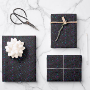 Karo-Wrapping-Papier-Flachblatt-Set 3 Geschenkpapier Set