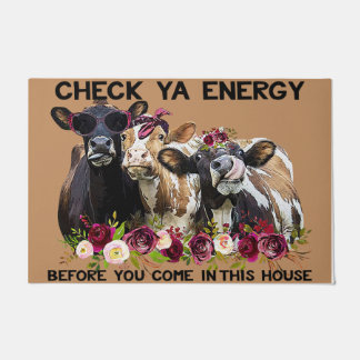 Karo Ya Energy Kuh Doormat, Niedliche Kuh mit Blum Fußmatte