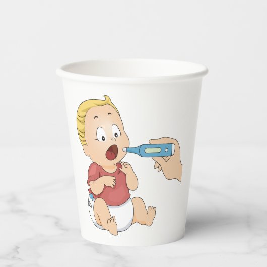 Karo zur Kindertemperatur Pappbecher (Vorderseite)