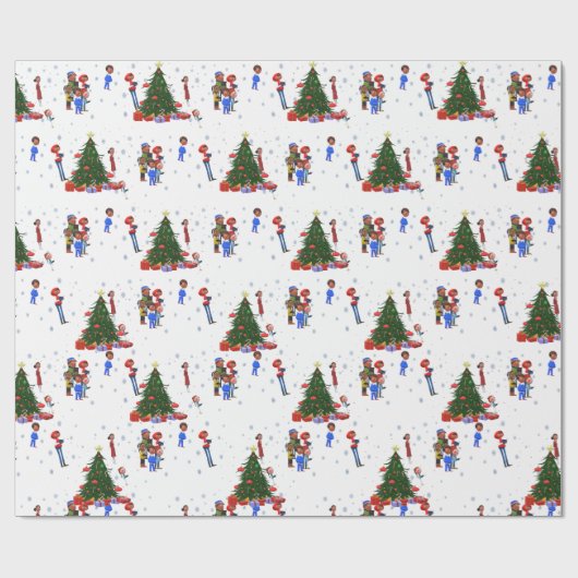 Karoler und Weihnachtsbaumen Geschenkpapier (Flach)