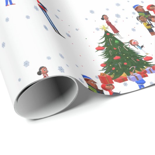 Karoler und Weihnachtsbaumen Geschenkpapier (Rolleneckpunkt)