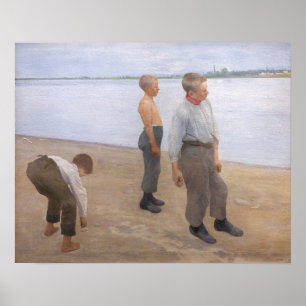 Károly Ferenczy - Jungen werfen Kieselsteine Poster