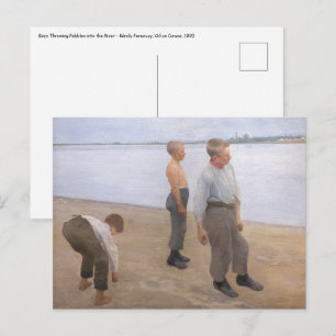 Károly Ferenczy - Jungen werfen Kieselsteine Postkarte