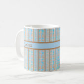 Karomuster blau braun grau kaffeetasse (Vorderseite Links)