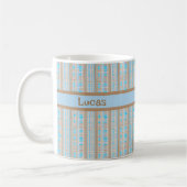 Karomuster blau braun grau kaffeetasse (Links)