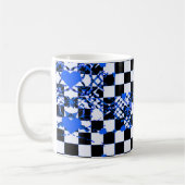 Karomuster mit blauen Herzen und Formen Kaffeetasse (Links)