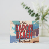 Karon Beach thailand Vintage Reiseplakat Postkarte (Stehend Vorderseite)
