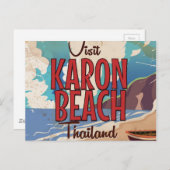 Karon Beach thailand Vintage Reiseplakat Postkarte (Vorne/Hinten)