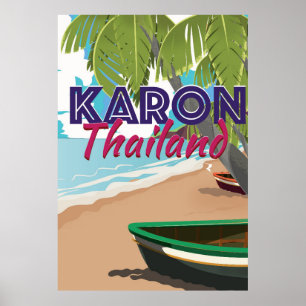 Karon Thailand Cartoon Reiseplakat. Poster