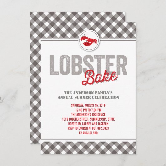 Karos, die Hummer jährliches Sommer-Party backen, Einladung (Vorne/Hinten)
