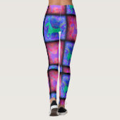 Karos in Blau und Rosa Einhorn Episches Kunstmuste Leggings (Rückseite)