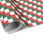 Karos in den Farben Rot, Weiß und Grün Geschenkpapier (Rolleneckpunkt)
