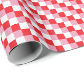 Karos in Rot, Weiß und Rosa, die in den Tri-Colour Geschenkpapier (Rolleneckpunkt)