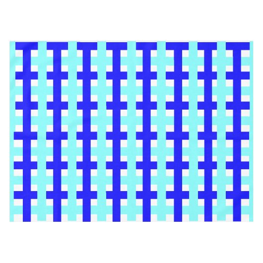 Karos Square Patches Modernes Blau Weiß Tischdecke (Vorderseite (Horizontal))