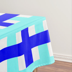 Karos Square Patches Modernes Blau Weiß Tischdecke