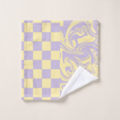 Karos und Wirbel - Gelb und Lila Badhandtuch Set (Waschlappen)