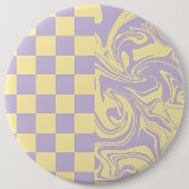 Karos und Wirbel - Gelb und Lila Button (Vorderseite)