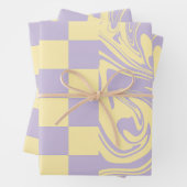 Karos und Wirbel - Gelb und Lila Geschenkpapier Set (Beispiel)