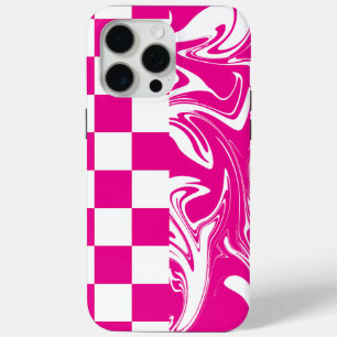 Karos und Wirbel in Magenta und White Case-Mate iPhone Hülle