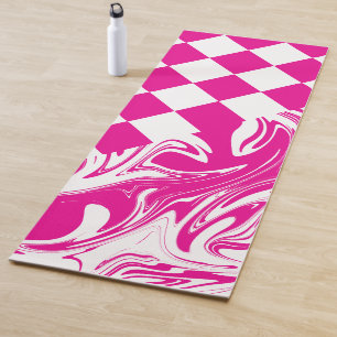 Karos und Wirbel in Magenta und White Yogamatte