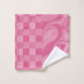 Karos und Wirbel - rosa Badhandtuch Set (Waschlappen)