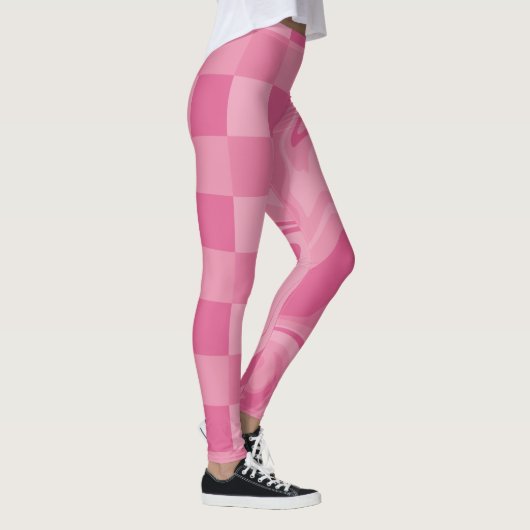 Karos und Wirbel - rosa Leggings (Rechts)
