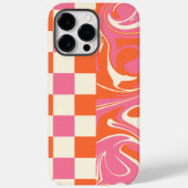 Karos und Wirbel - Rosa, Orange und Creme Case-Mate iPhone Hülle (Rückseite)