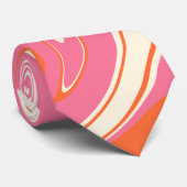 Karos und Wirbel - Rosa, Orange und Creme Krawatte (Gerollt)