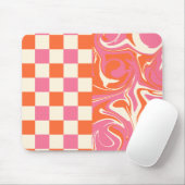 Karos und Wirbel - Rosa, Orange und Creme Mousepad (Mit Mouse)