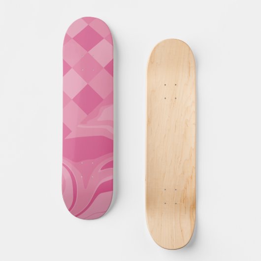 Karos und Wirbel - rosa Skateboard (Vorderseite)