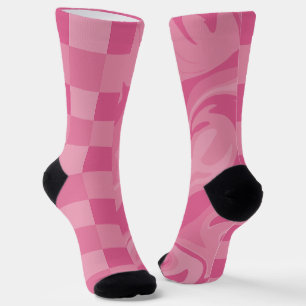 Karos und Wirbel - rosa Socken