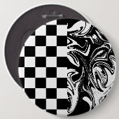 Karos und Wirbel - Schwarz und Weiß Button (Vorne & Hinten)