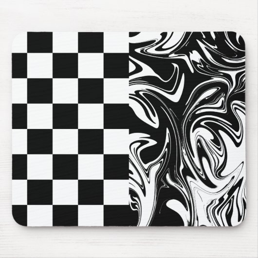 Karos und Wirbel - Schwarz und Weiß Mousepad (Vorne)