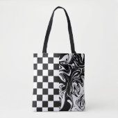 Karos und Wirbel - Schwarz und Weiß Tasche (Vorderseite)