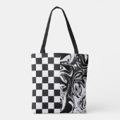 Karos und Wirbel - Schwarz und Weiß Tasche (Rückseite)