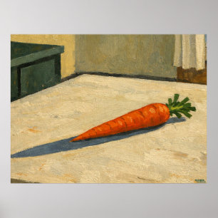 Karotte auf einem Tisch hängendes Kunstwerk Poster