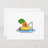 Karotte im Boot beim Angeln mit Angelstange Postkarte (Vorne/Hinten)