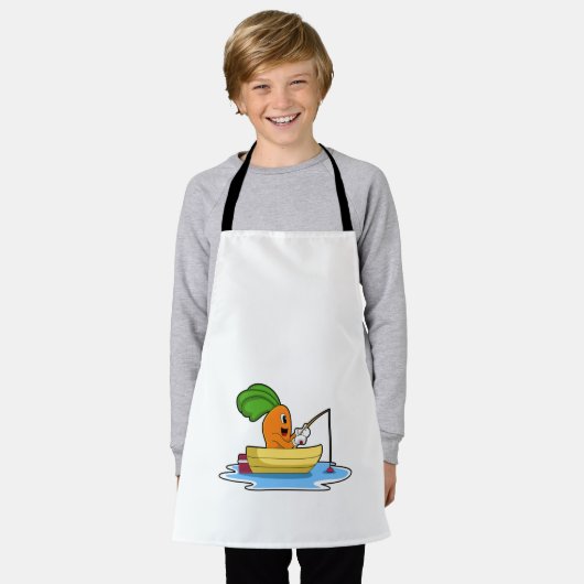 Karotte im Boot beim Angeln mit Angelstange Schürze (Getragen)