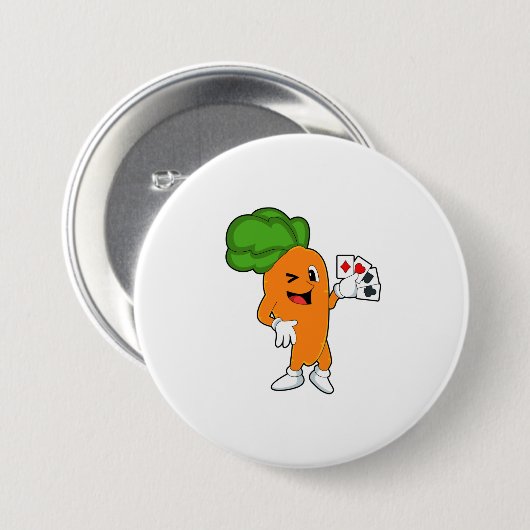 Karotte im Poker mit Poker-Karten Button (Vorne & Hinten)