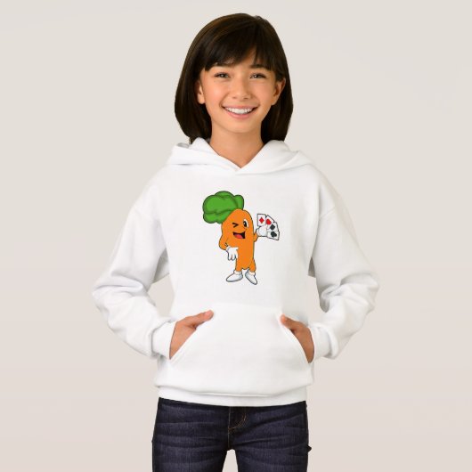 Karotte im Poker mit Poker-Karten Hoodie (Vorne ganz)