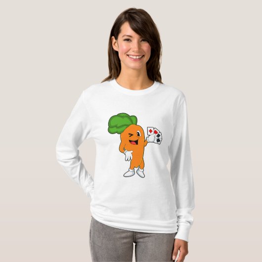 Karotte im Poker mit Poker-Karten T-Shirt (Vorne ganz)