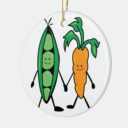 Karotte u. Erbsen Keramik Ornament (Links)